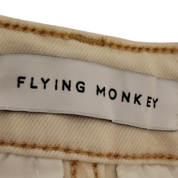 Flying Monkey Ecru - 90's Super High Rise Slim Wide Cargo Jeans F5451ECR Size 28 - Picture 3 of 11